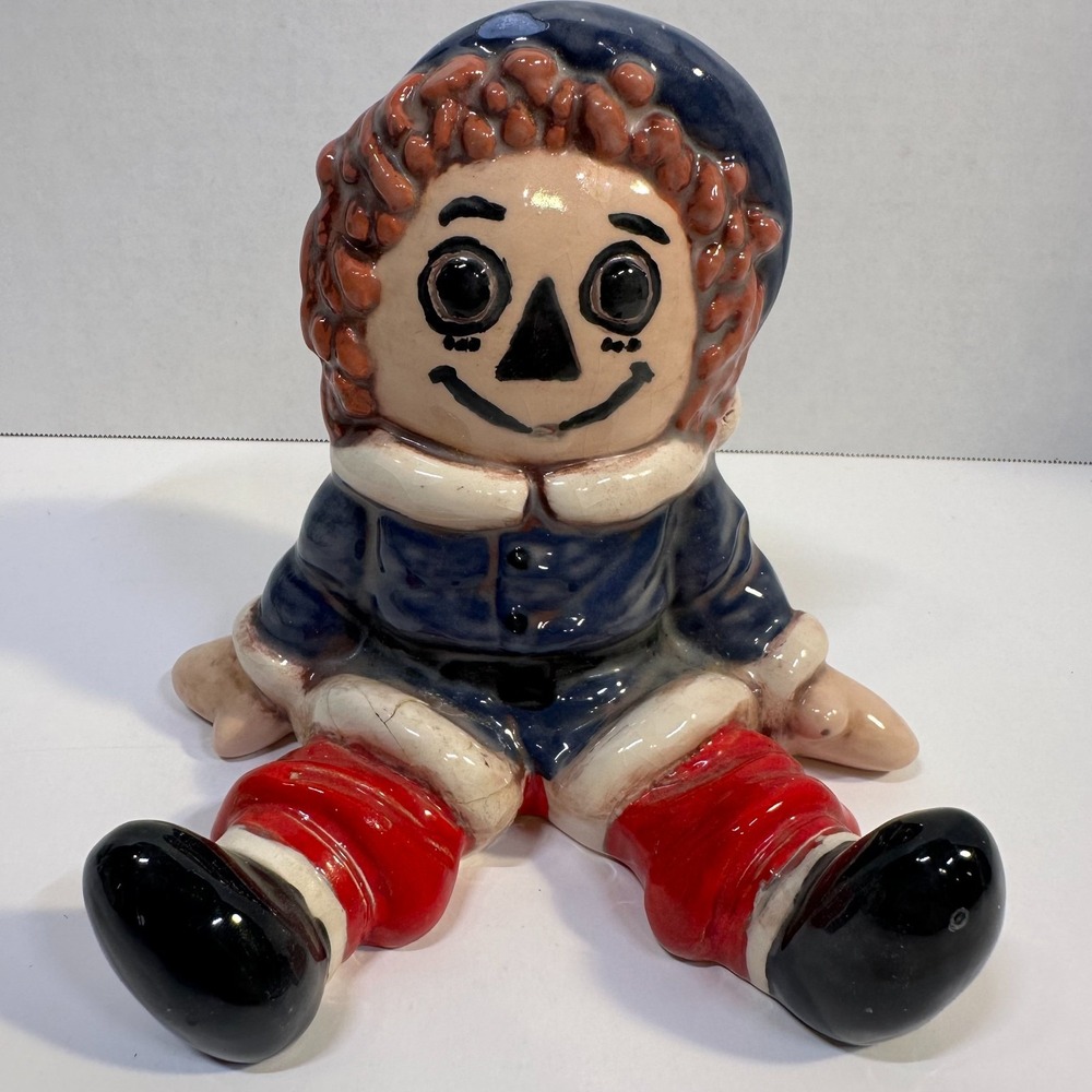 Large Handmade Ceramic Raggedy Ann Figurine Signed Colleen Vintage Decor
